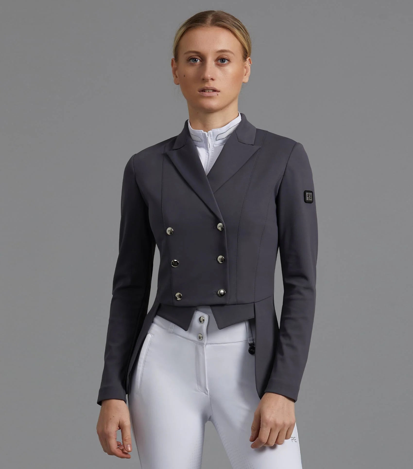 Premier Equine Capriole Grey Ladies Short Tail Dressage Jacket