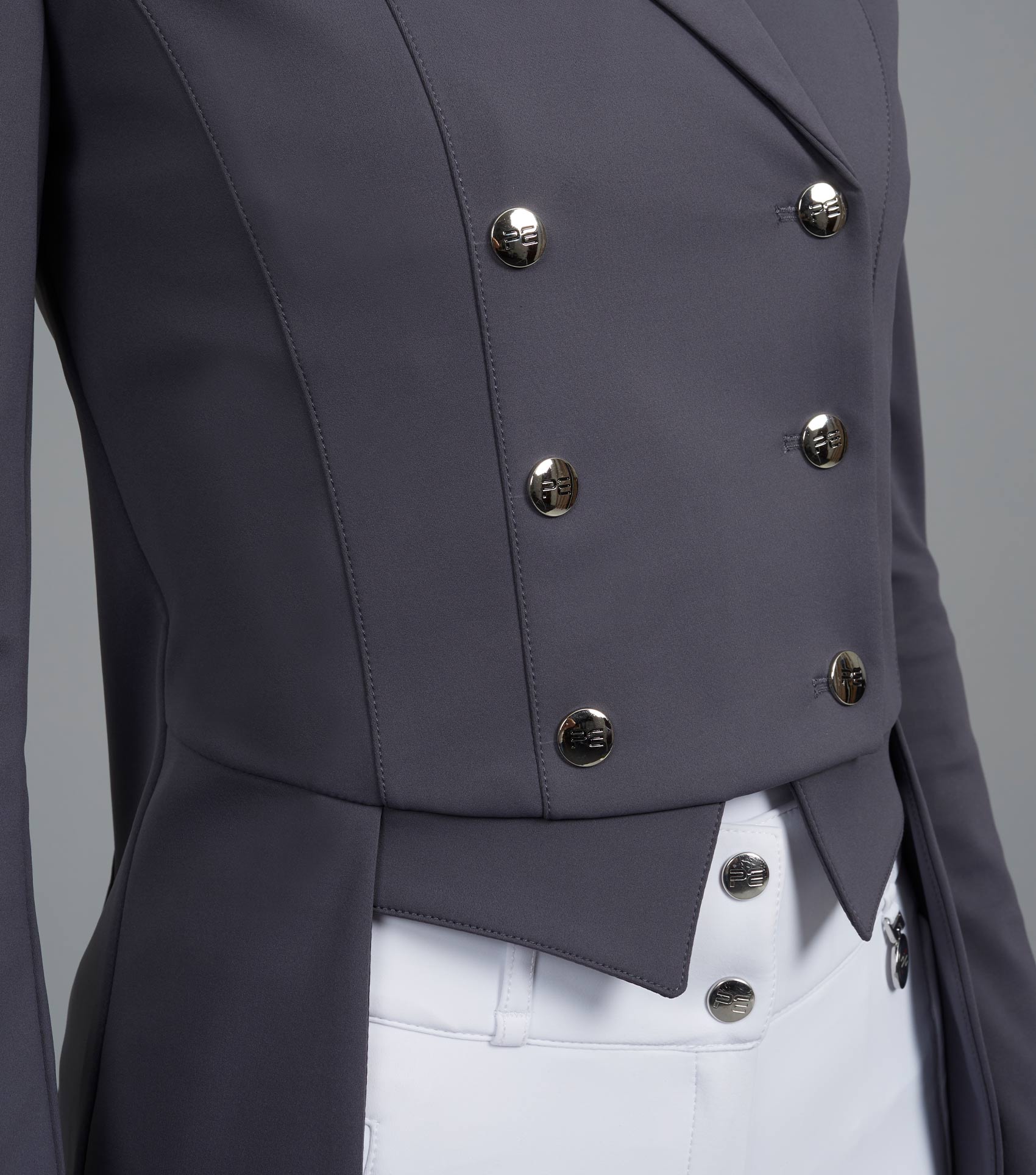 Premier Equine Capriole Grey Ladies Short Tail Dressage Jacket for Equestrian Competitions