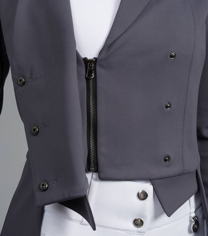 Premier Equine Capriole Ladies Short Tail Grey Dressage Jacket | Equestrian Tailcoat Competition Outfit