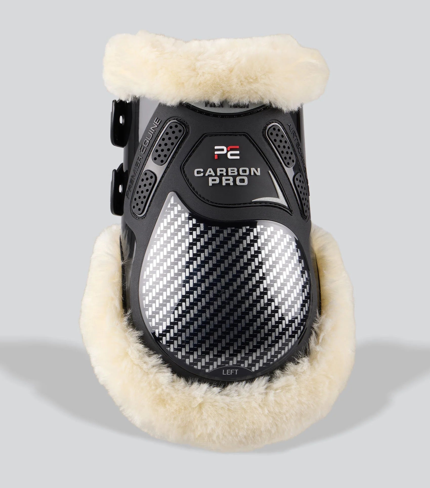 Premier Equine Carbon Pro Fetlock Boots: Black Horse Leg Protection with Wool Lining | Equiflair