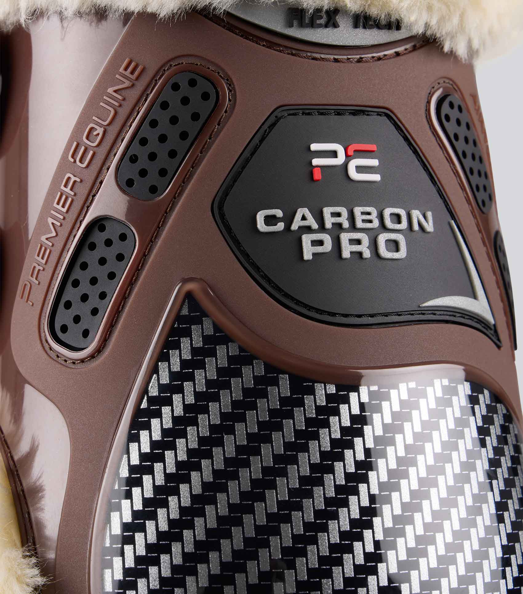 PREMIER EQUINE CARBON PRO TECHNO WOOL FETLOCK BOOTS BROWN - Equine Leg Protection, Horse Boots, Carbon Fibre