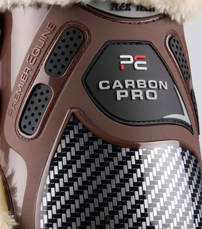 PREMIER EQUINE CARBON PRO TECHNO WOOL FETLOCK BOOTS BROWN - Equine Leg Protection, Horse Boots, Carbon Fibre
