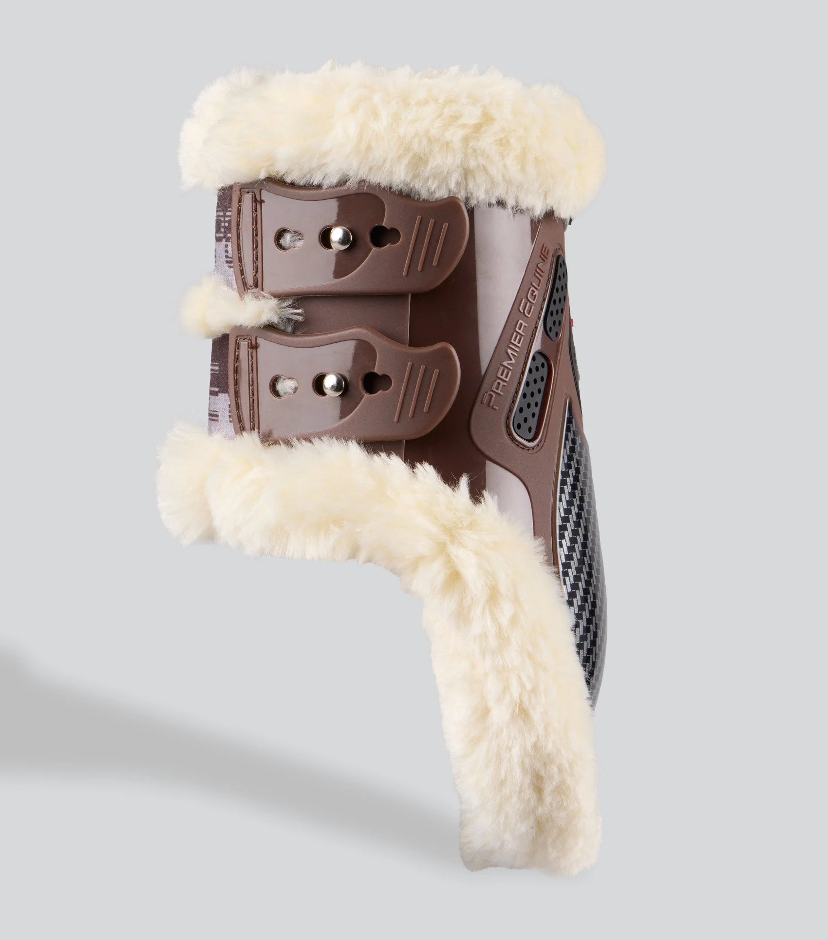PREMIER EQUINE Carbon Pro Techno Wool Fetlock Boots Brown - Horse Leg Protection with Carbon Fibre and Wool Lining