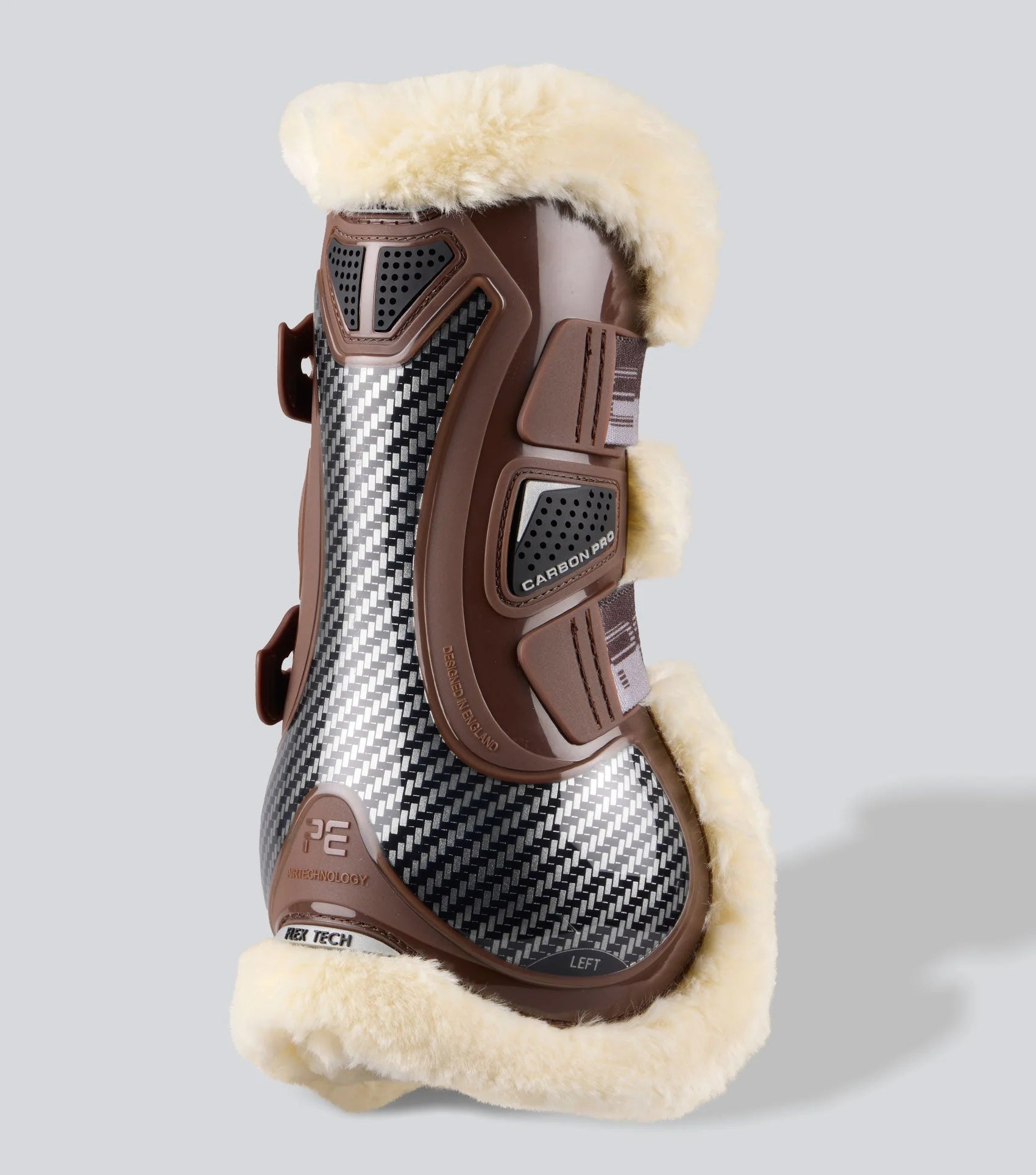 Premier Equine Carbon Pro Techno Wool Tendon Boots - Equine Leg Protection, Brown Horse Riding Boots