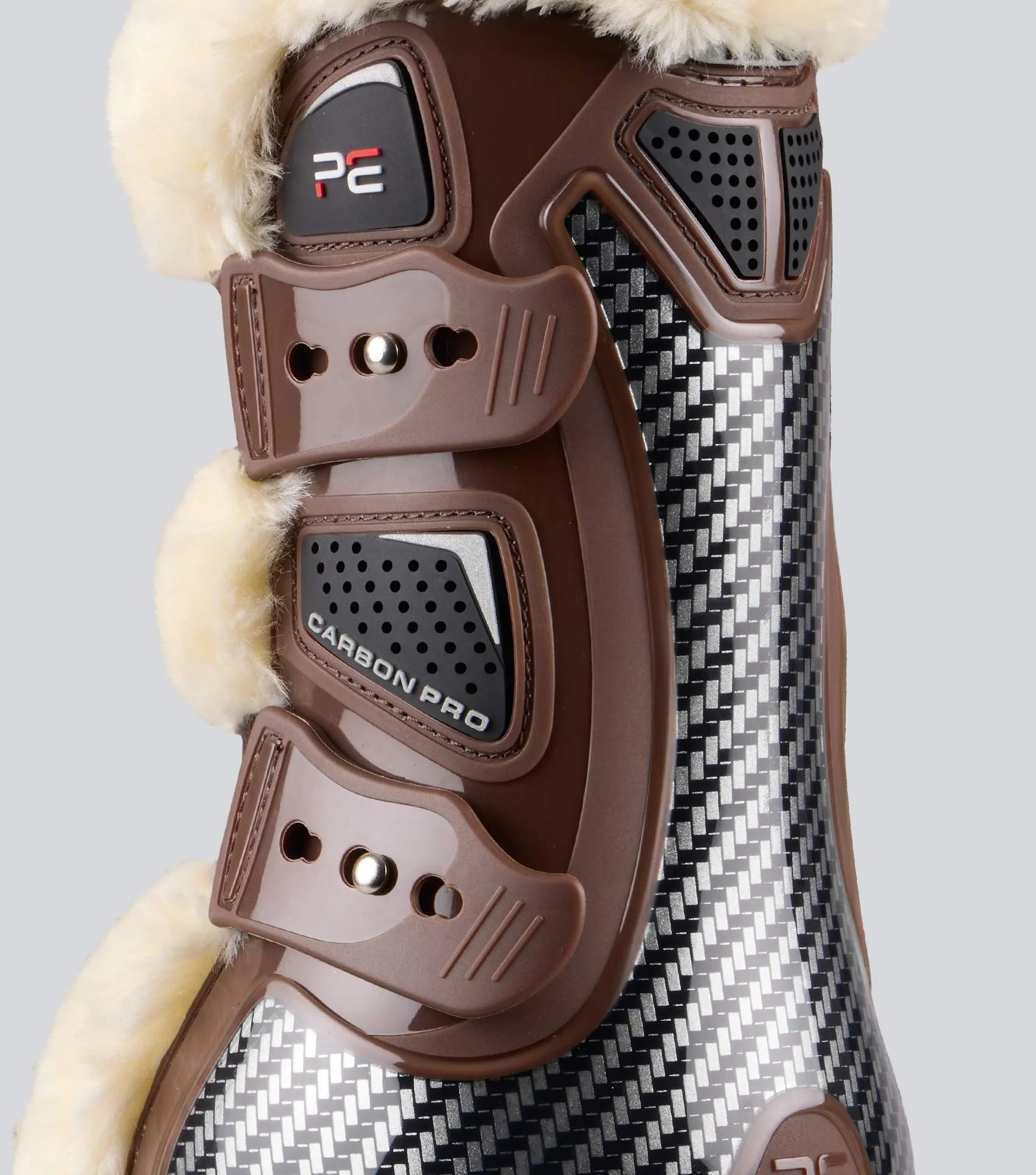 Premier Equine Carbon Pro Techno Wool Tendon Boots - Brown - Horse Leg Protection