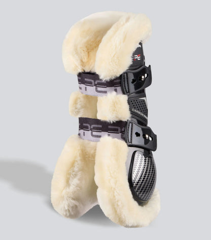 Premier Equine Carbon Pro Techno Wool Tendon Boots Black: High Performance Horse Leg Protection for Showjumping