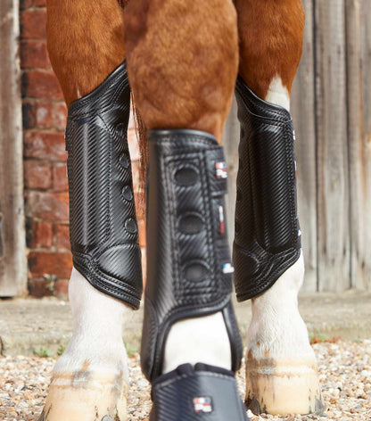 Premier Equine Carbon Tech Air Cooled Eventing Boots Black Hind - Horse Protection