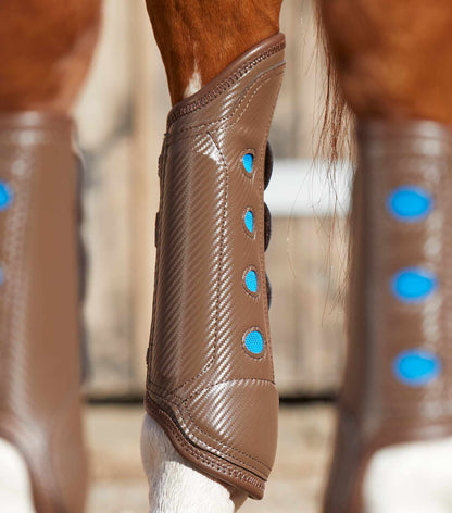 Premier Equine Carbon Tech Air Cooled Eventing Horse Boots - Brown Hind Leg Protection