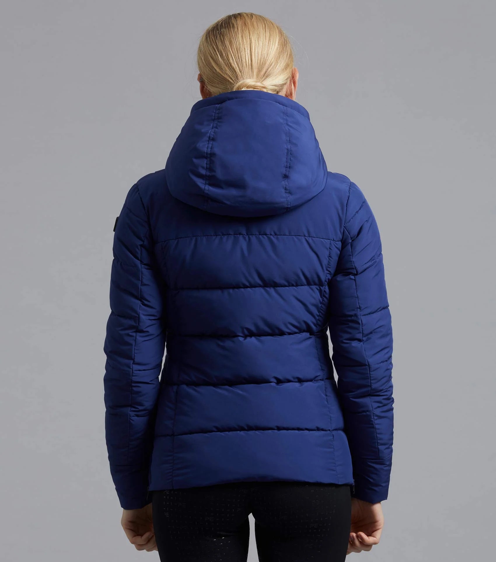 Imperial Navy Ladies Puffer Jacket - Premier Equine Casella Quilted Riding Coat with Hood