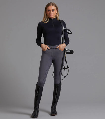 Premier Equine Cassa Ladies Riding Breeches - Anthracite, Full Seat Gel, Equestrian Apparel