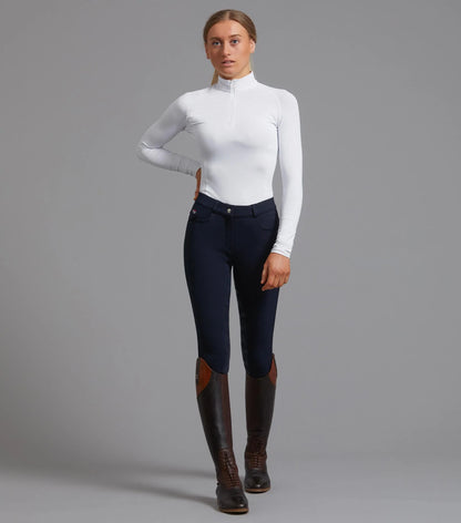 Premier Equine Cassa Ladies Navy Riding Breeches Full Seat Gel Equiflair