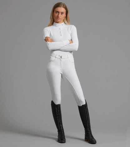 PREMIER EQUINE CASSA Ladies White Full Seat Gel Competition Riding Breeches | Equiflair