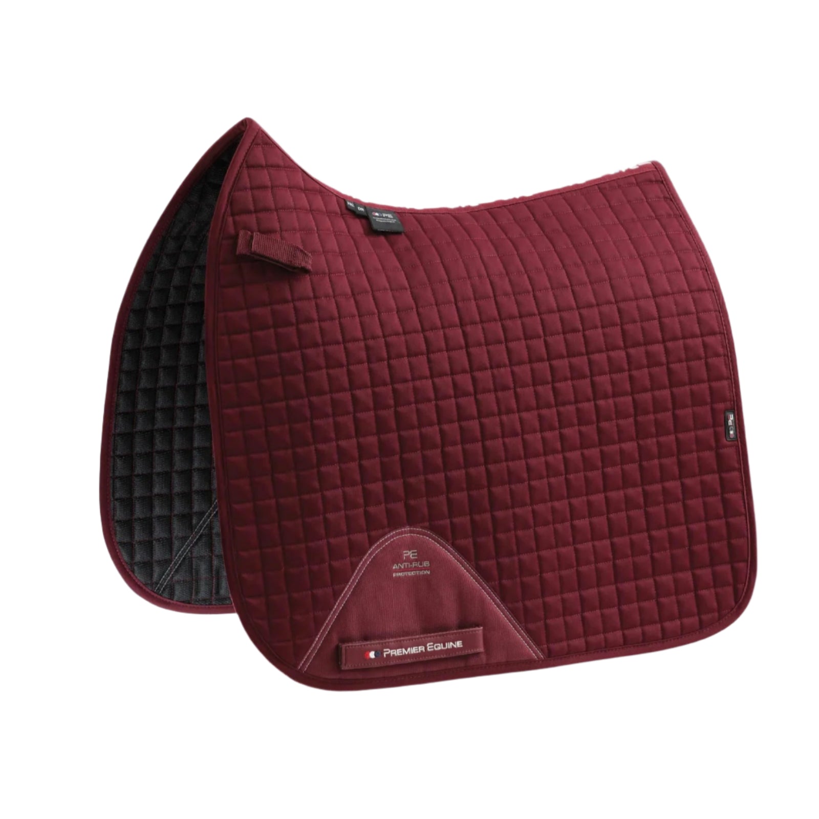 Premier Equine Close Contact Dressage Saddle Pad - Burgundy Cotton, Anti-Rub, Air Tech Mesh