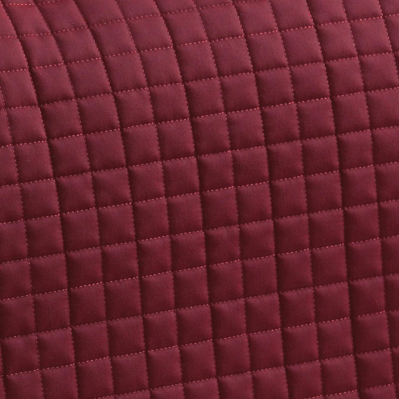 Burgundy Quilted Close Contact Dressage Saddle Pad. Cotton Equestrian Horse Riding Pad. Stylish & Comfortable.