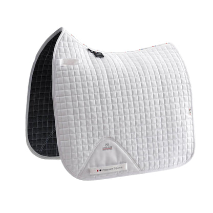 PREMIER EQUINE Close Contact Cotton Dressage Saddle Pad - White. Premium Horse Riding Equipment.