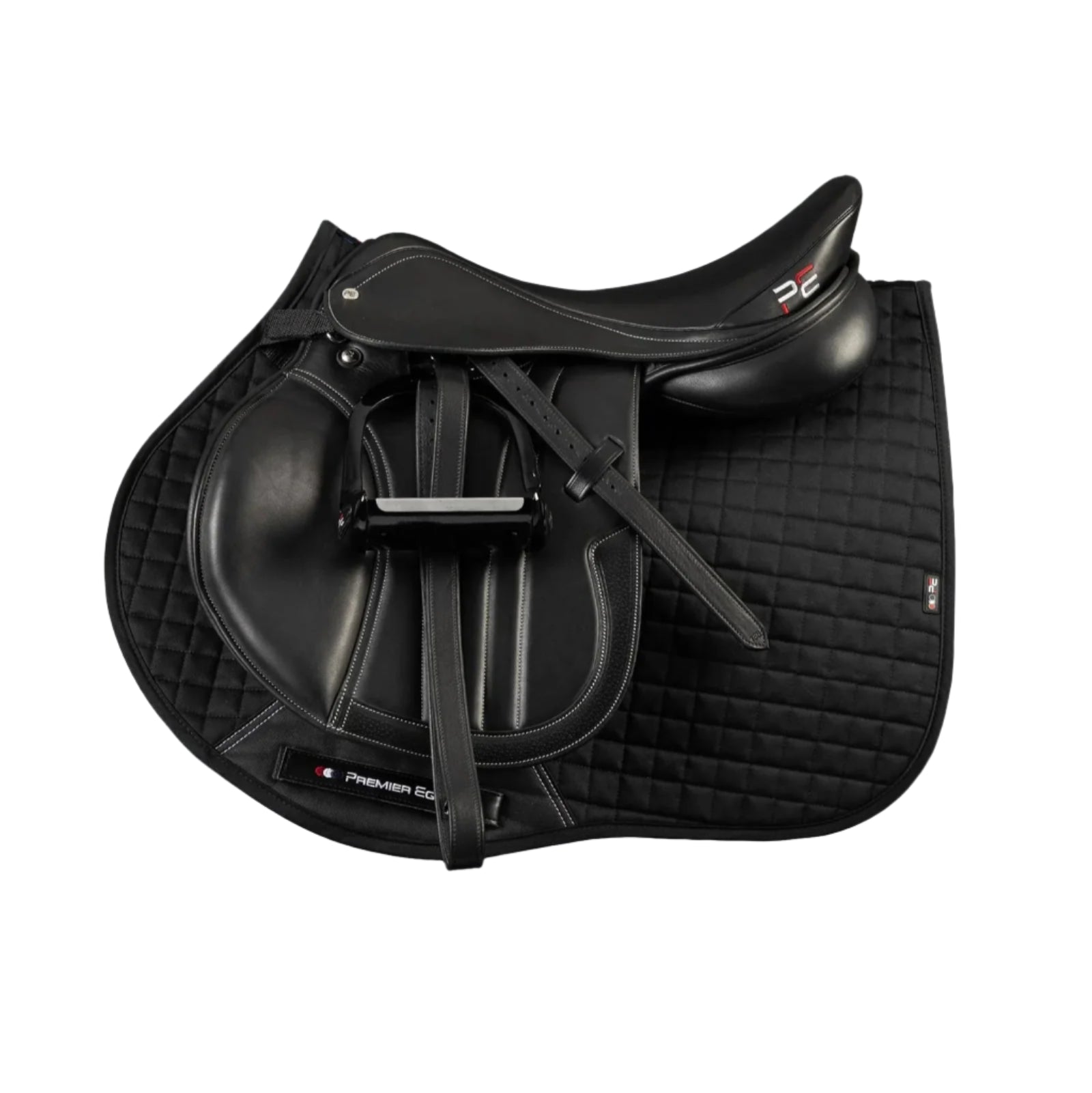 PREMIER EQUINE Close Contact Saddle Pad - Black: GP/Jump Pad with Cotton Comfort & Secure Fit. Equiflair Store
