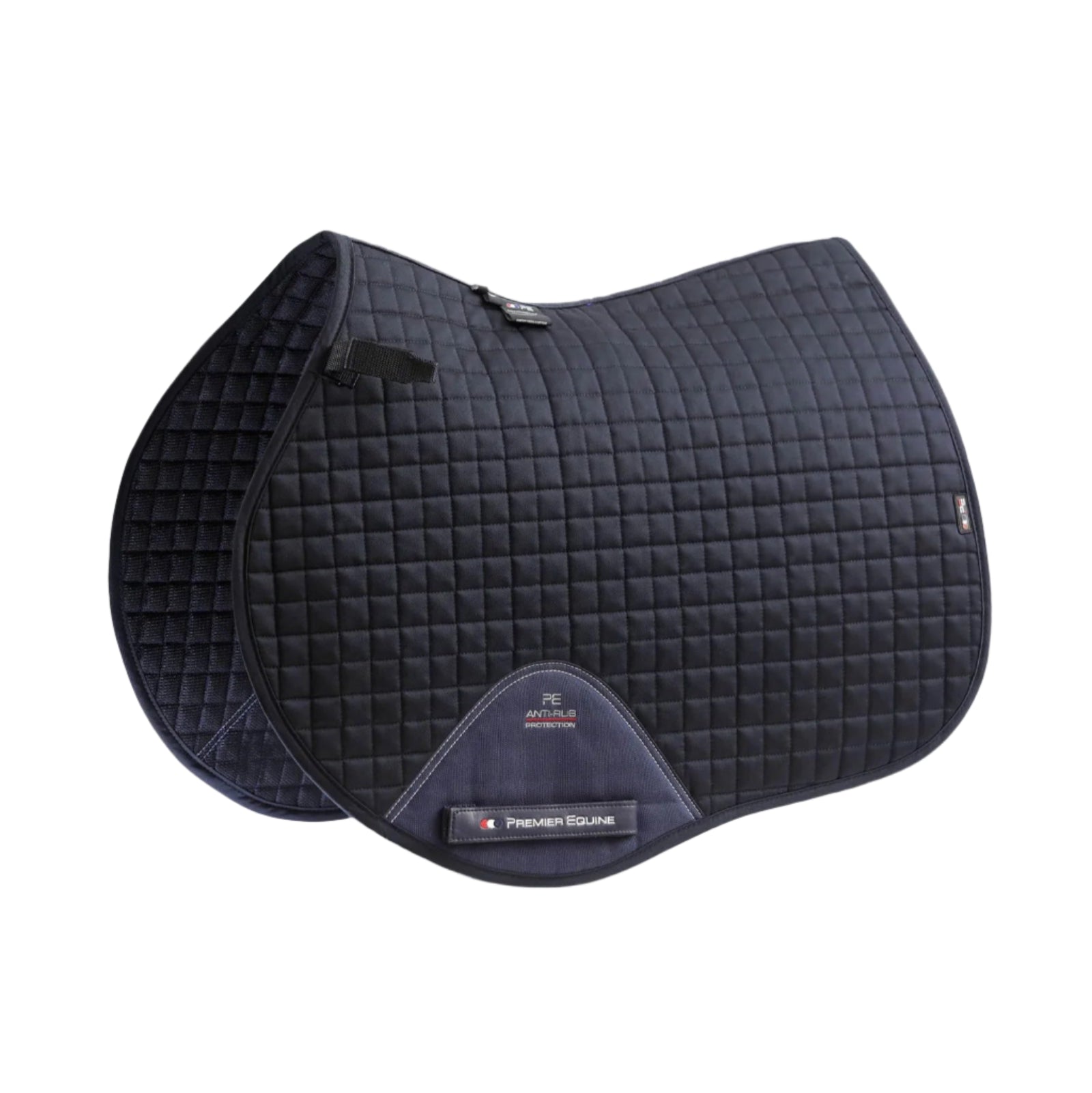 PREMIER EQUINE Close Contact Cotton GP/Jump Saddle Pad - Navy. Comfortable horse riding saddle pad by Equiflair.