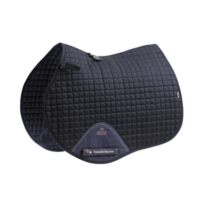 PREMIER EQUINE Close Contact Cotton GP/Jump Saddle Pad - Navy. Comfortable horse riding saddle pad by Equiflair.