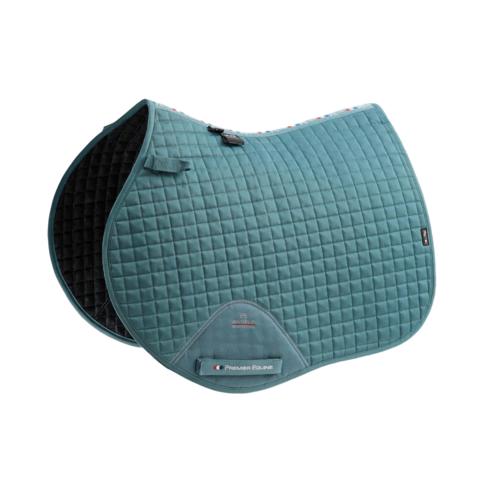 PREMIER EQUINE Close Contact Cotton GP/Jump Saddle Pad - Turquoise. High wither design, anti-rub protection, and breathable.