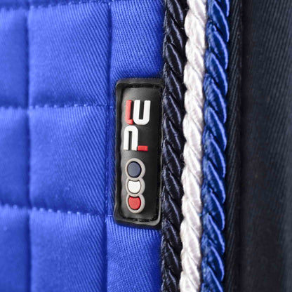 PREMIER EQUINE Close Contact European Cotton Saddle Pad - Dressage Square Royal Blue. High quality dressage pad.