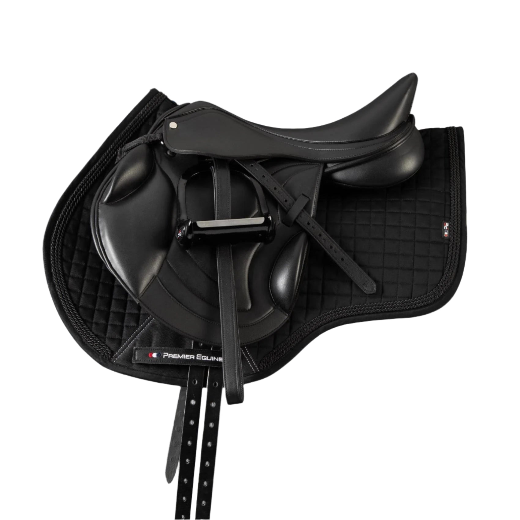 PREMIER EQUINE Black Cotton Saddle Pad - GP/Jump Square | Equestrian Gear | Equiflair