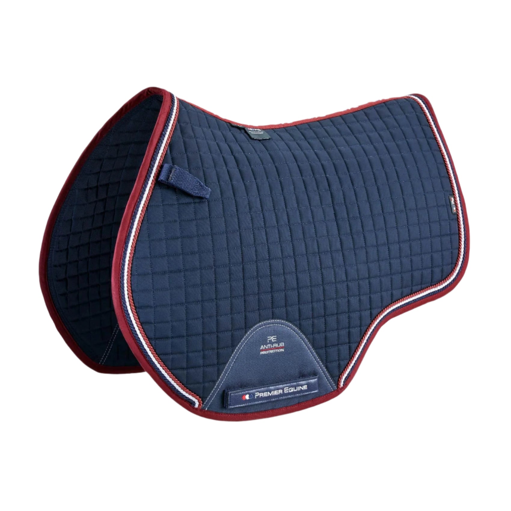 Premier Equine Close Contact Navy Saddle Pad - GP/Jump Square - European Cotton, Quilted Equestrian Saddle Pad