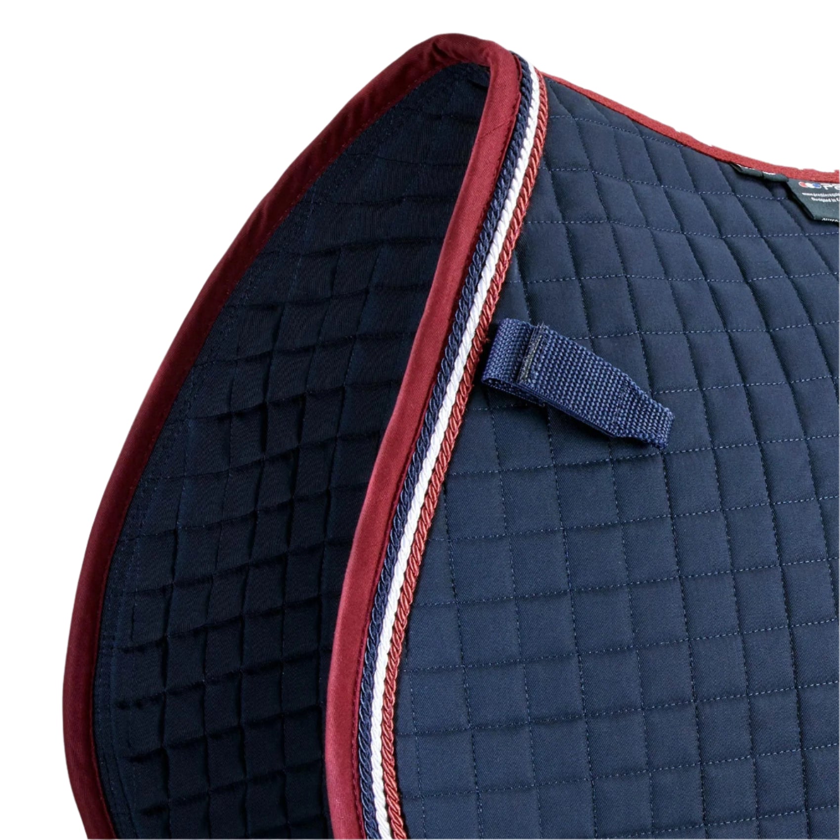 PREMIER EQUINE Close Contact Cotton Saddle Pad - GP/Jump Square Navy with Rope Detailing & D-loop straps