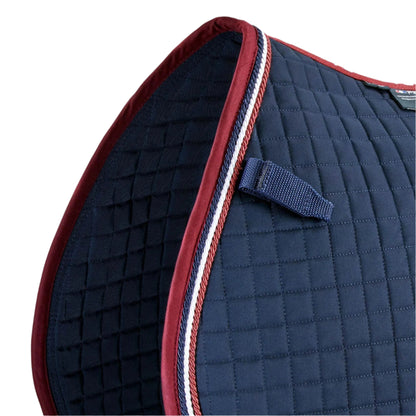 PREMIER EQUINE Close Contact Cotton Saddle Pad - GP/Jump Square Navy with Rope Detailing & D-loop straps