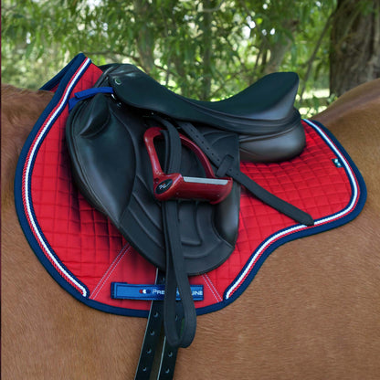 PREMIER EQUINE Red Cotton GP/Jump Saddle Pad | European Close Contact, Anti-Rub, Stylish | Equiflair