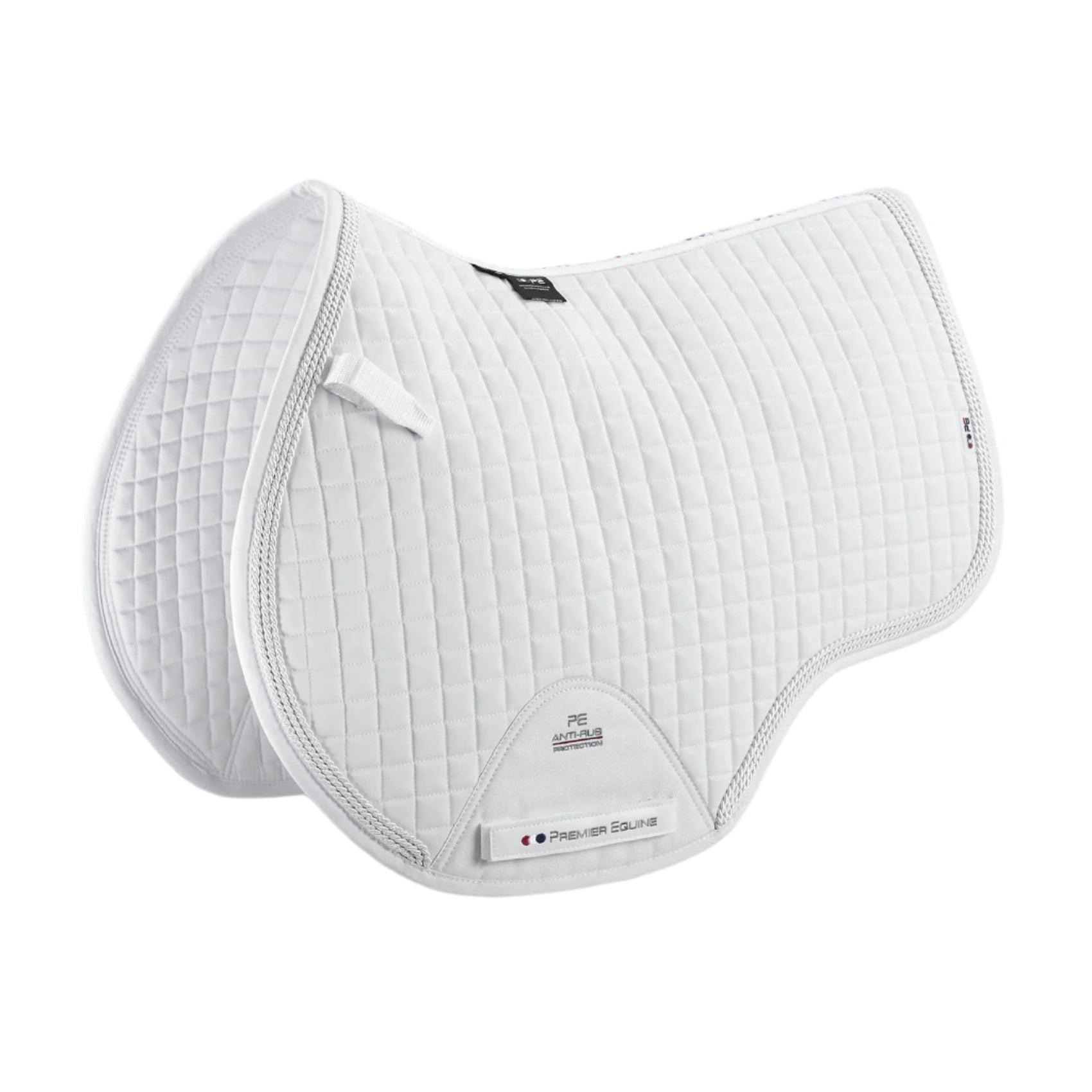 Premier Equine Close Contact European Cotton GP/Jump Saddle Pad - White. Premium equestrian saddle pad.