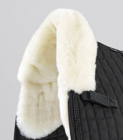 Premier Equine Merino Wool Dressage Saddle Pad - Black & Natural. Comfortable horse riding equipment.