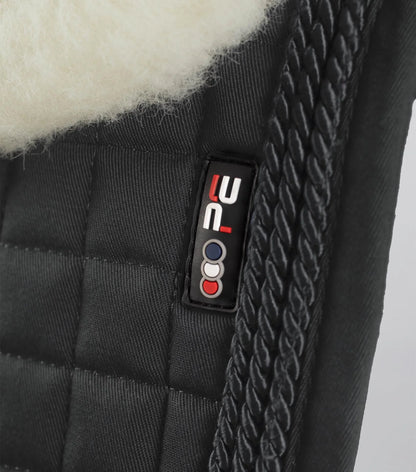 Premier Equine Merino Wool Dressage Saddle Pad - Black. High-quality equestrian equipment for horse riding comfort & performance.
