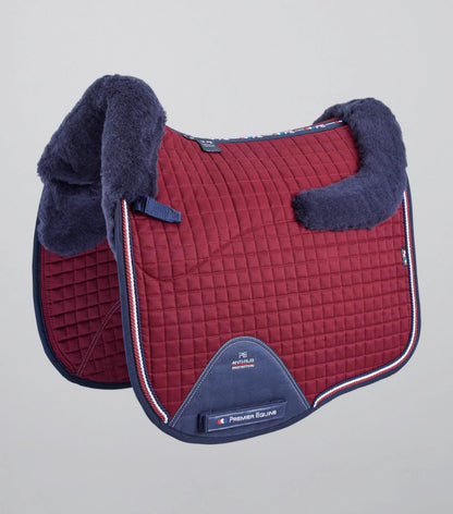 Premier Equine Merino Wool Dressage Saddle Pad Burgundy Navy Wool - Close Contact Horse Riding Equestrian Equipment