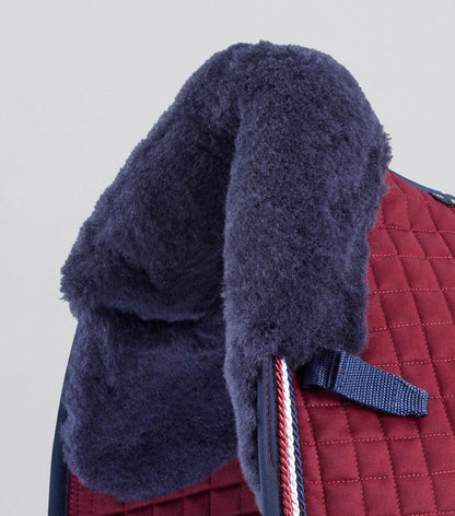 Premier Equine Burgundy Dressage Saddle Pad - Merino Wool, Navy Trim - Horse Riding Equipment