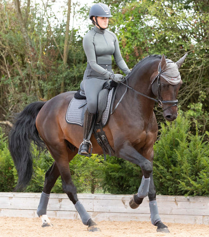 Horse Riding Dressage: Premier Equine Merino Wool Saddle Pad, Rider in Grey