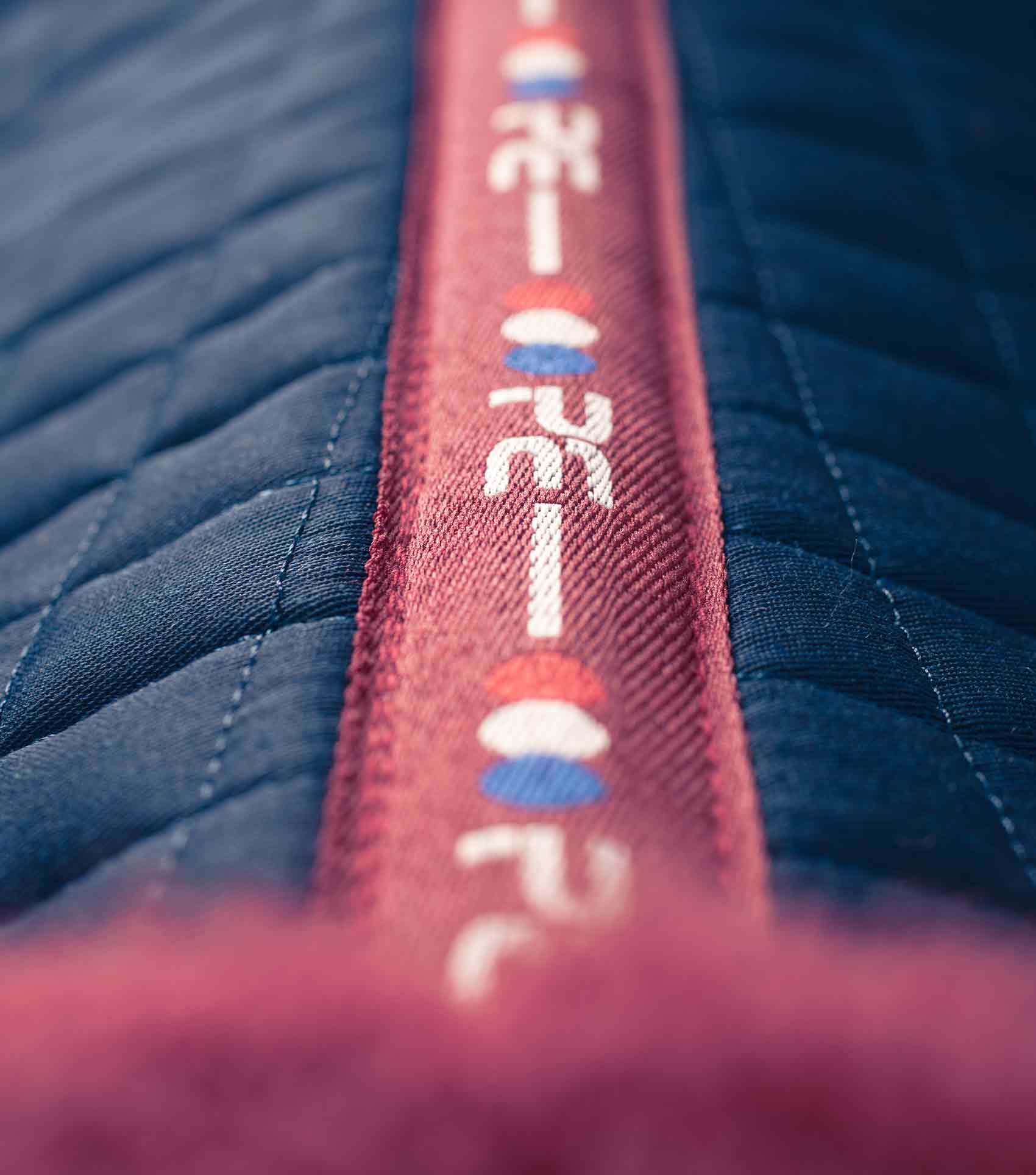Premier Equine Merino Wool Dressage Saddle Pad - Navy/Burgundy European Square. Close Contact Wool Horse Tack