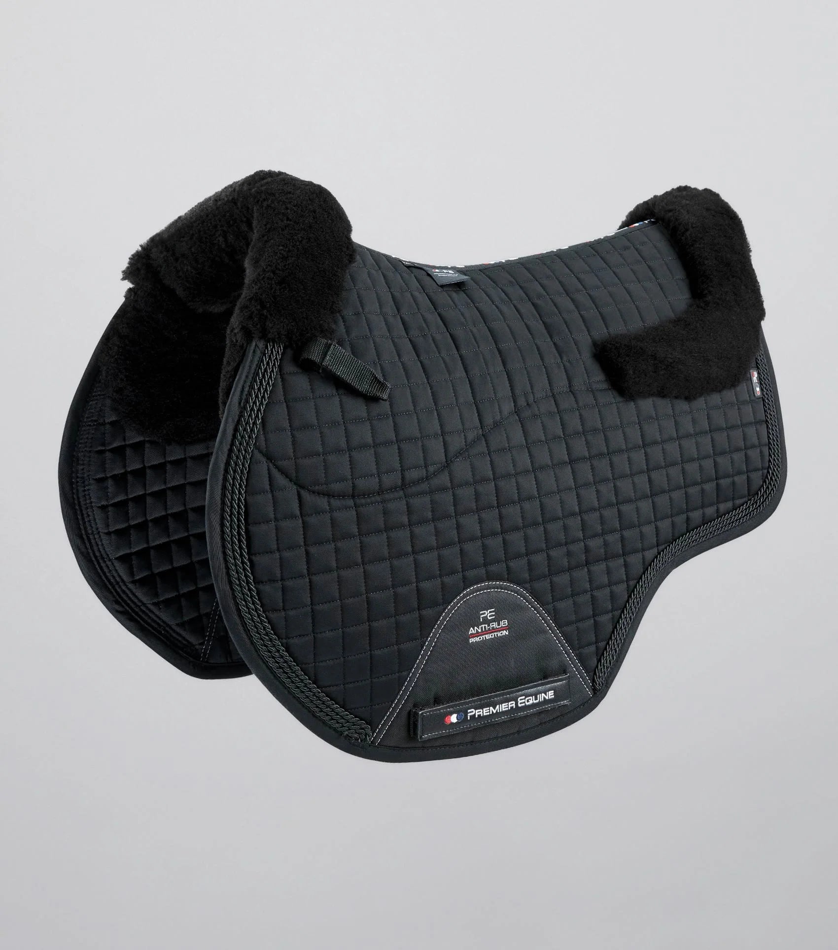 Black Premier Equine Merino Wool Horse Saddle Pad - Close Contact Jump Square - Equestrian Equipment