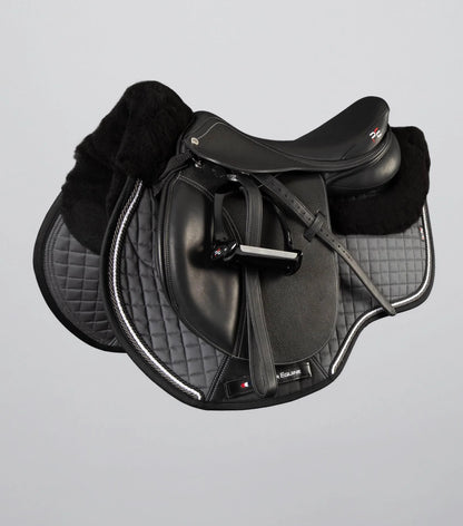 Premier Equine Close Contact Merino Wool Saddle Pad GP/Jump Square - Grey/Black. Equestrian Gear, Horse Tack.
