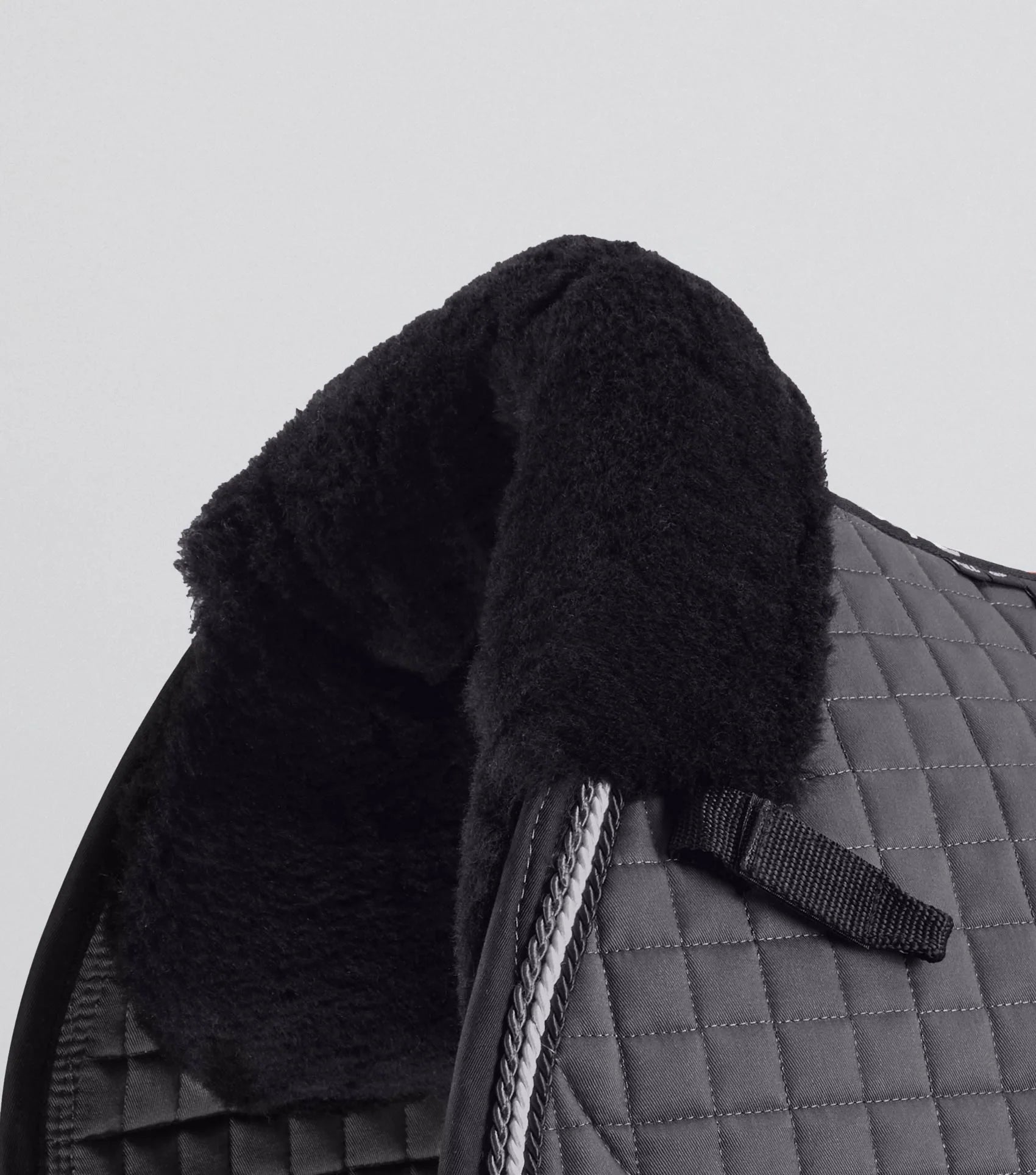 Premier Equine Grey Saddle Pad with Black Merino Wool. GP/Jump Square - Equiflair