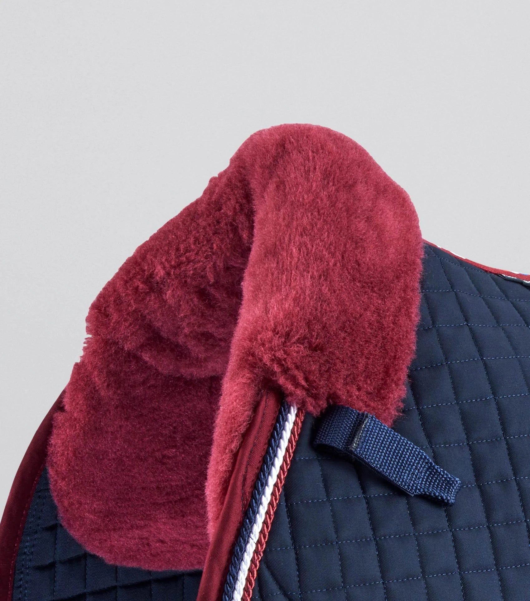 Premier Equine Close Contact Merino Wool Horse Saddle Pad - Navy & Burgundy GP/Jump Square