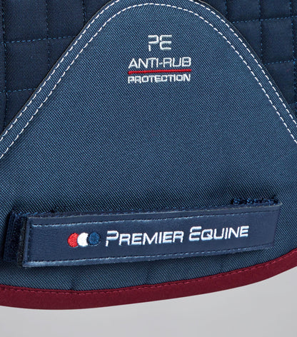 Premier Equine Navy/Burgundy Merino Wool Saddle Pad: Anti-Rub, Protection, GP/Jump Square