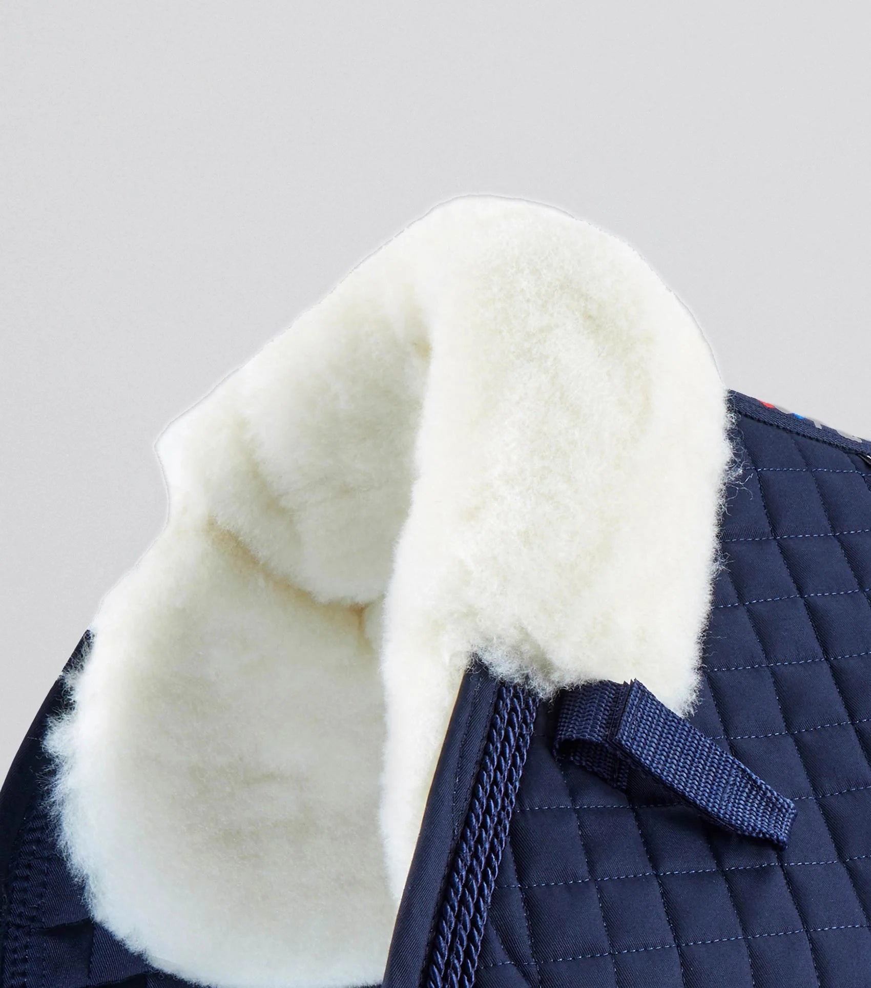 Premier Equine Close Contact Merino Wool Saddle Pad - GP/Jump Square Navy/Natural Wool
