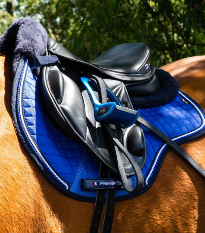 PREMIER EQUINE Merino Wool GP/Jump Saddle Pad - Royal Blue/Navy. Close contact saddle pad.