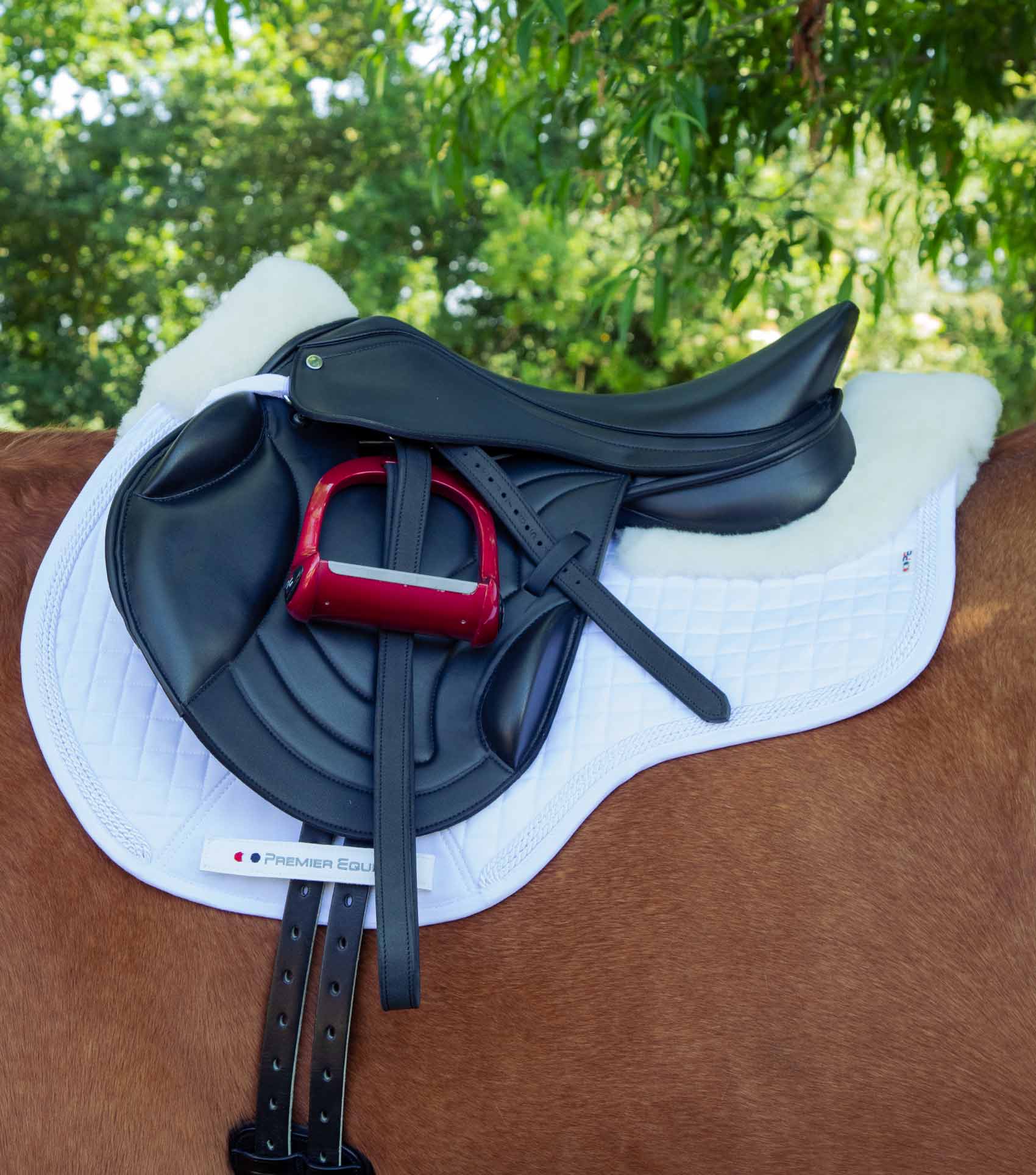 PREMIER EQUINE White Merino Wool GP/Jump Saddle Pad: Close Contact, Comfortable. Equestrian Riding Gear