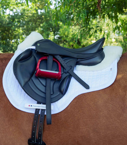 PREMIER EQUINE White Merino Wool GP/Jump Saddle Pad: Close Contact, Comfortable. Equestrian Riding Gear