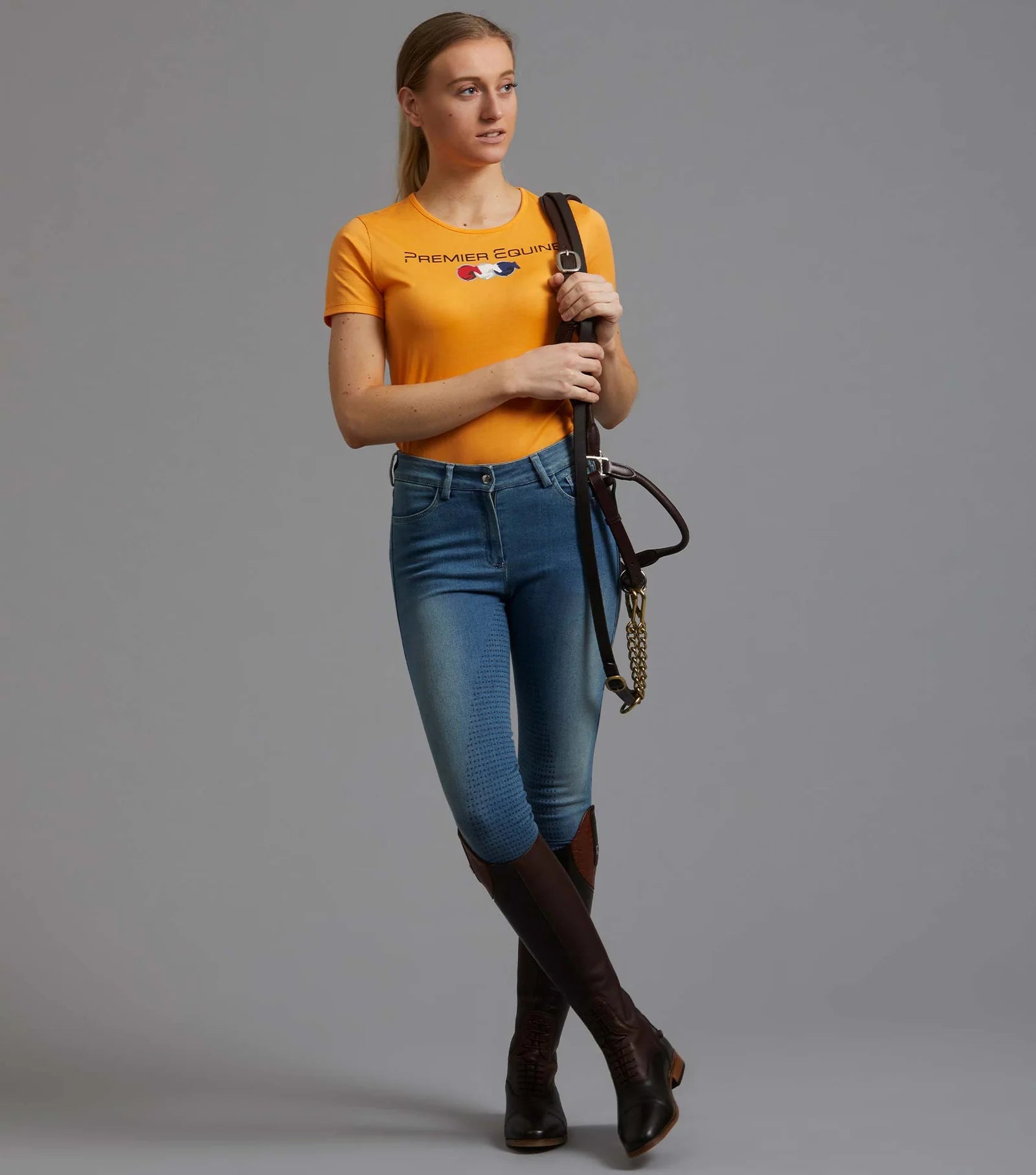 PREMIER EQUINE Chiaro Ladies Cotton Riding T-Shirt Orange | Equiflair Equestrian Apparel