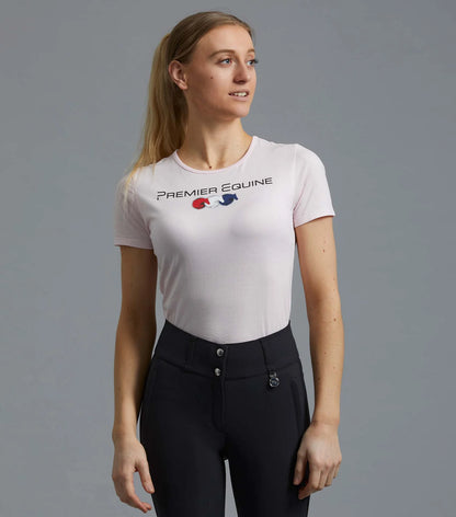 Premier Equine Chiaro Ladies Cotton Riding T-Shirt Pink. Equestrian Fashion.