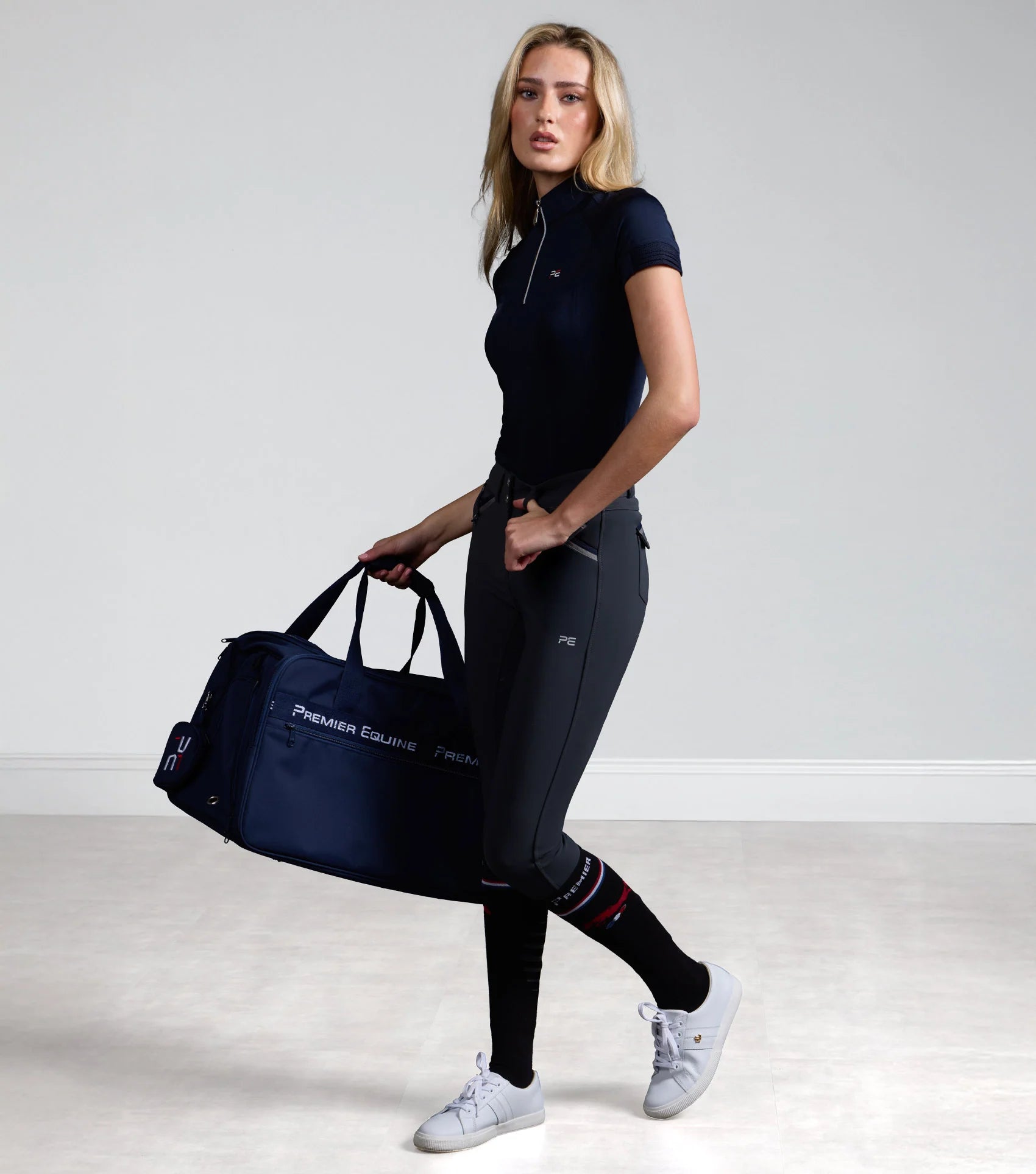 Premier Equine Coco riding breeches. Equestrian fashion for women. Anthracite riding pants.