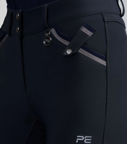Premier Equine Coco Novo Women's Full Seat Riding Breeches Anthracite - Close-up at Equiflair