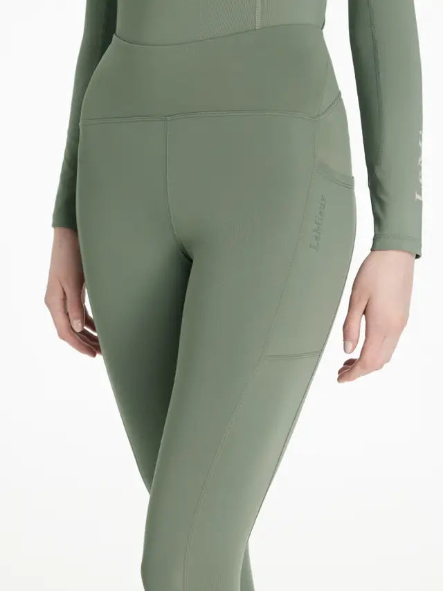 Lemieux Natalie Brushed Rosemary Riding Leggings: Thermal Full Seat Equestrian Apparel. High-waisted, comfortable & stylish for winter rides.